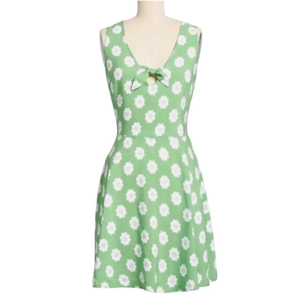 ModCloth A-line Spring Daisy Floral Green Sleeveless Midi Summer Retro Dress Sz4